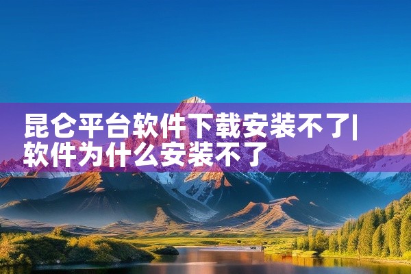 昆仑平台软件下载安装不了