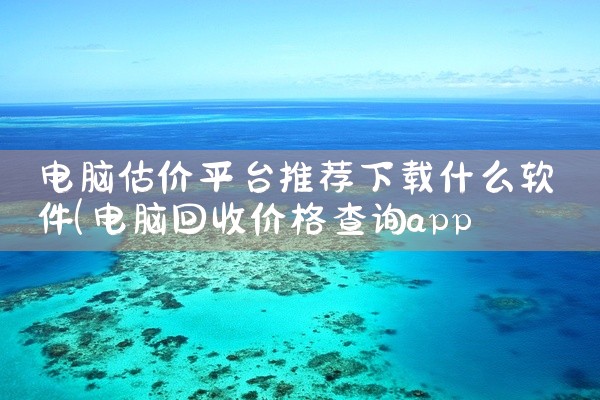 电脑估价平台推荐下载什么软件